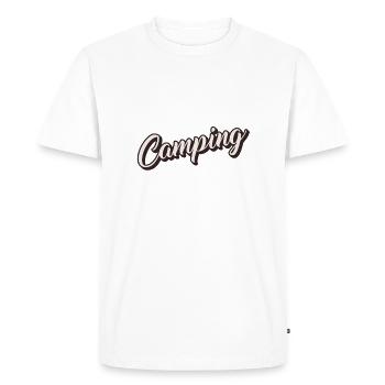 Le camping, c’est vivre - T-shirt Premium bio Homme - blanc - Devant - Nico (187cm)