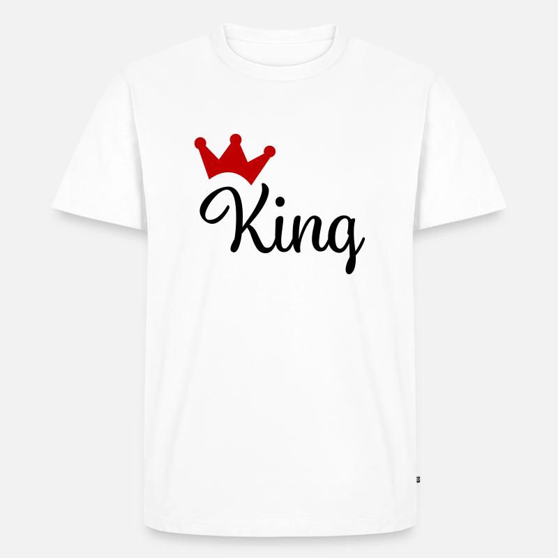 King mit Krone - Männer Premium Bio T-Shirt - Weiß
