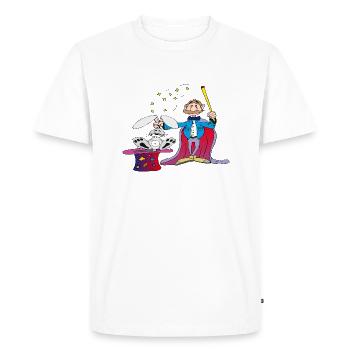 Le magicien sort le lapin du chapeau - T-shirt Premium bio Homme - blanc - Devant - Nico (187cm)