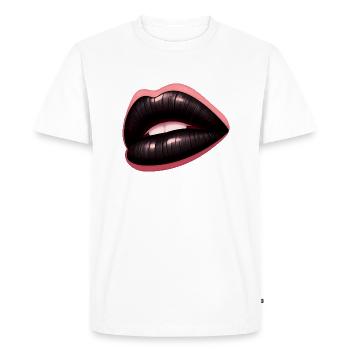 Lèvres Noires - Art Mystérieux - T-shirt Premium bio Homme - blanc - Devant - Nico (187cm)