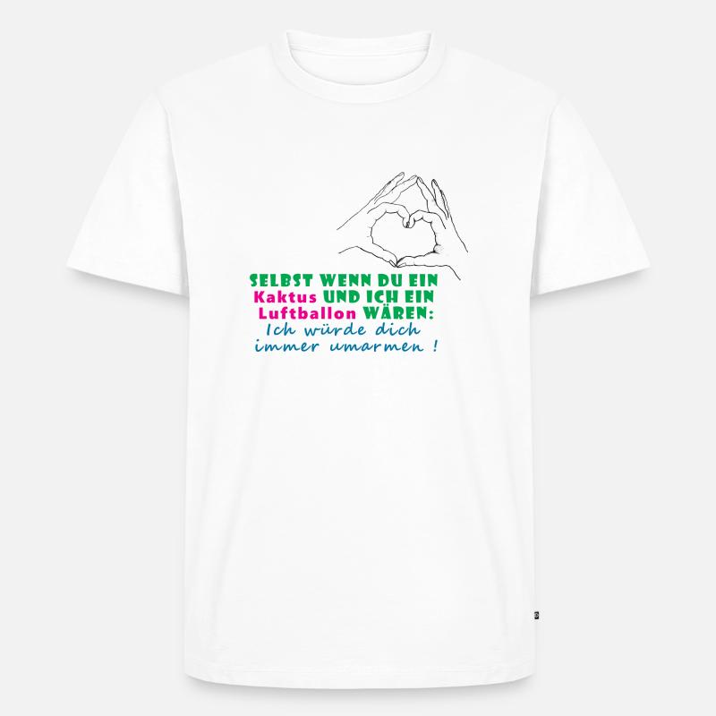Hände formen ein Herz. Ich umarme dich. - Männer Premium Bio T-Shirt - Weiß
