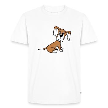 chien assis mignon petit chiot heureux animal de compagnie - T-shirt Premium bio Homme - blanc - Devant - Nico (187cm)