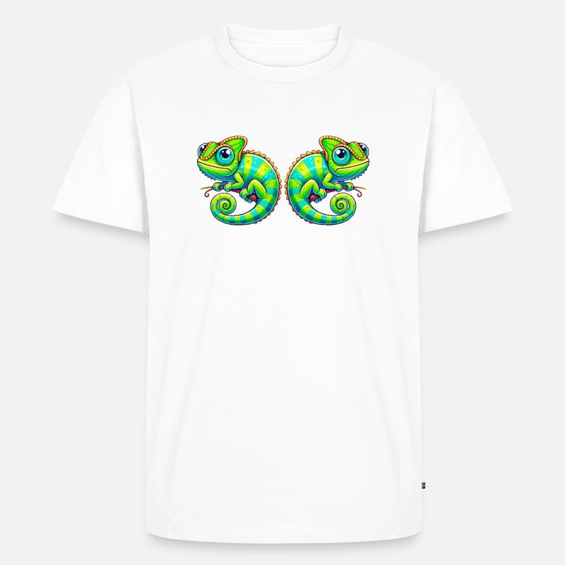 Chamäleon Comic - Männer Premium Bio T-Shirt - Weiß
