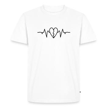 Coeur ekg noir - T-shirt Premium bio Homme - blanc - Devant - Nico (187cm)
