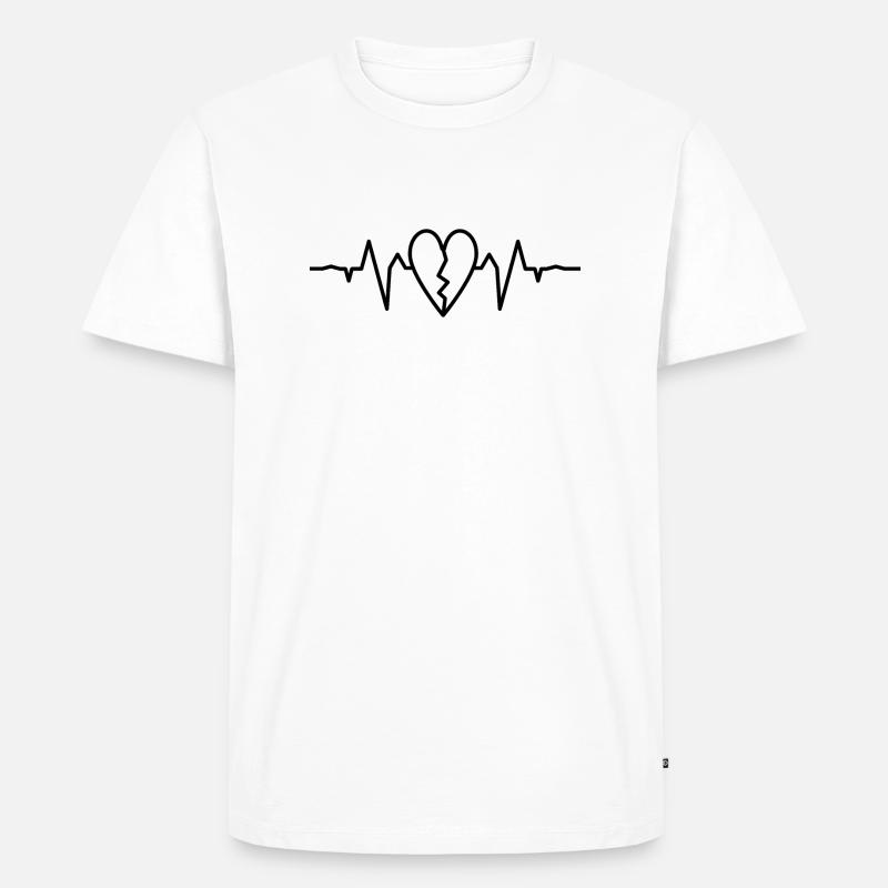 Herz ekg black - Männer Premium Bio T-Shirt - Weiß