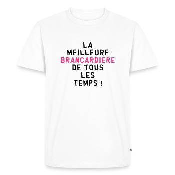 Brancardier / Ambulancier / Ambulance / Hôpital - T-shirt Premium bio Homme - blanc - Devant - Nico (187cm)