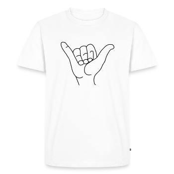 Surfer Greeting - Men's Premium Organic T-Shirt - white - Front - Nico (187cm)