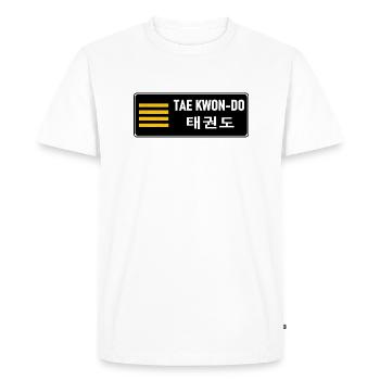 MATS082 Black belt 4th Dan ITF TKD - Men's Premium Organic T-Shirt - white - Front - Nico (187cm)