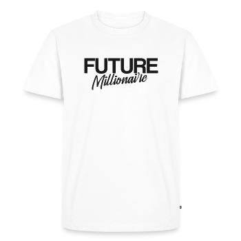 Future millionair, dark print - Men's Premium Organic T-Shirt - white - Front - Nico (187cm)