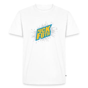 puck futin logo design - Men's Premium Organic T-Shirt - white - Front - Nico (187cm)