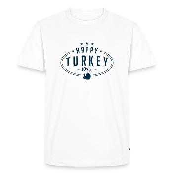 Happy Turkey Day | Thanksgiving - T-shirt Premium bio Homme - blanc - Devant - Nico (187cm)