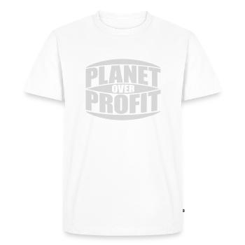 planet over profit quote - Men's Premium Organic T-Shirt - white - Front - Nico (187cm)