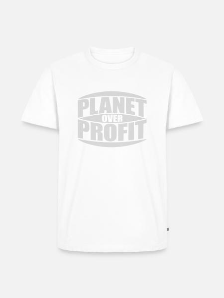 planet over profit quote - Men's Premium Organic T-Shirt - white