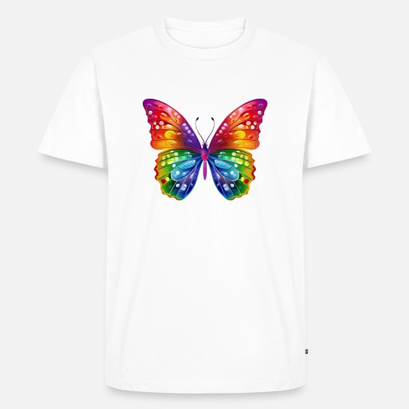 Farbenprächtiger Schmetterlingstanz-LGBT Pride - Männer Premium Bio T-Shirt - Weiß