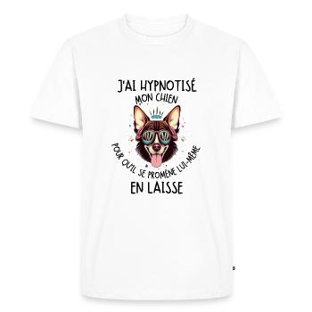 J'ai hypnotisé mon chien pour qu'il se promène lui - T-shirt Premium bio Homme - blanc - Devant - Nico (187cm)