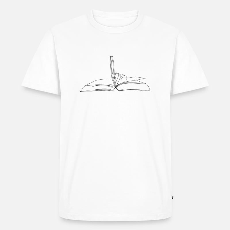 Buch mit Herz - Männer Premium Bio T-Shirt - Weiß