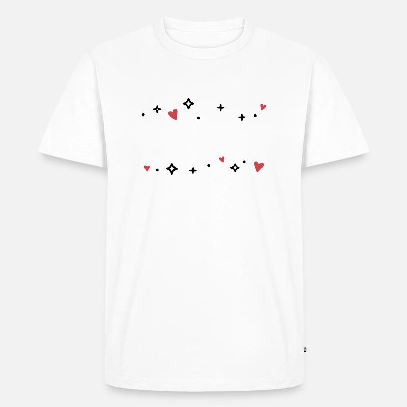 Herzen Sternchen Glitzer - Männer Premium Bio T-Shirt - Weiß