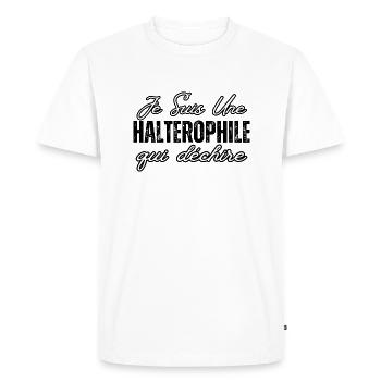halterophile qui déchire - T-shirt Premium bio Homme - blanc - Devant - Nico (187cm)