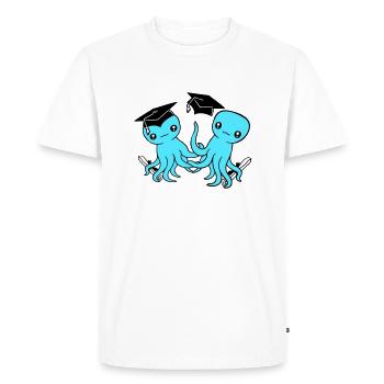 2 Octopus passed two high school graduation college - Men's Premium Organic T-Shirt - white - Front - Nico (187cm)