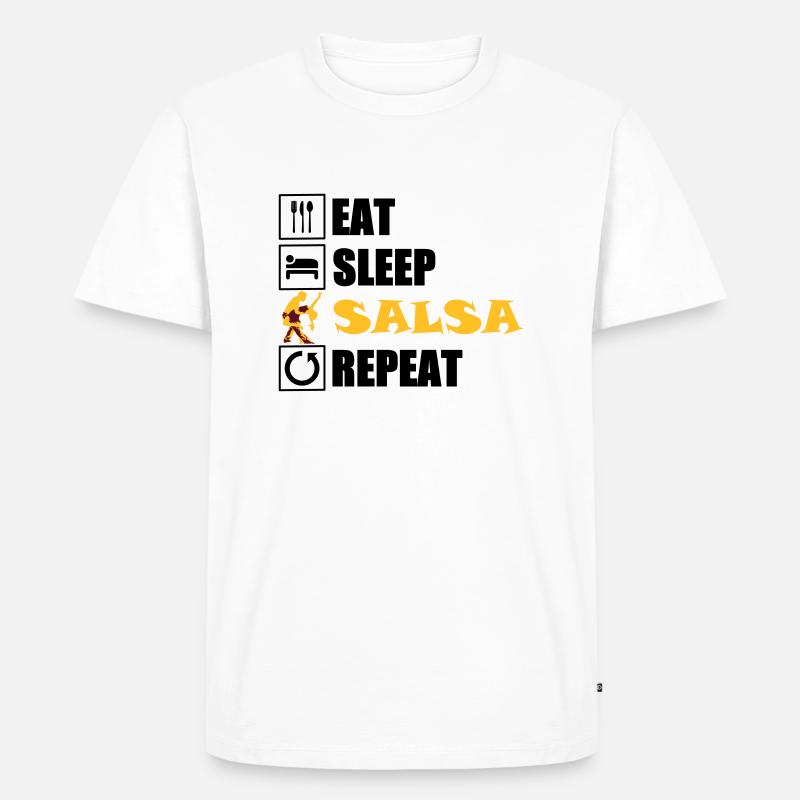 eat sleep SALSA repeat - Männer Premium Bio T-Shirt - Weiß