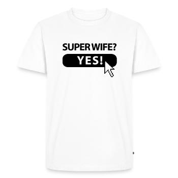 super_wife_button_f3 - Men's Premium Organic T-Shirt - white - Front - Nico (187cm)