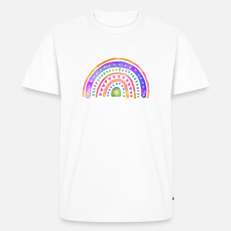 Regenbogen Doodle Kunst - Männer Premium Bio T-Shirt - Weiß