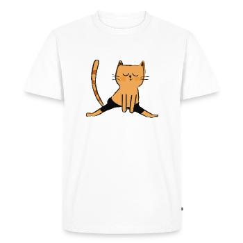 Cat makes yoga yoga lover gift idea - Men's Premium Organic T-Shirt - white - Front - Nico (187cm)