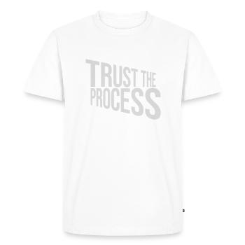 faire confiance au processus Devis - T-shirt Premium bio Homme - blanc - Devant - Nico (187cm)