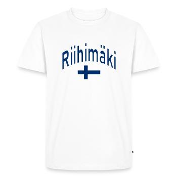 Riihimäki drapeau finlandais - T-shirt Premium bio Homme - blanc - Devant - Nico (187cm)