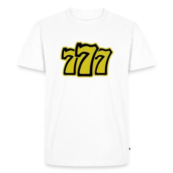 777 - Men's Premium Organic T-Shirt - white - Front - Nico (187cm)