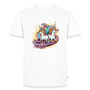 Les licornes au parc d'attraction - T-shirt Premium bio Homme - blanc - Devant - Nico (187cm)