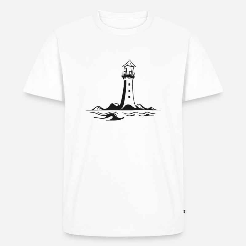 Leuchtturm - Männer Premium Bio T-Shirt - Weiß