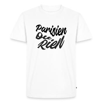 Parisien ou rien - T-shirt Premium bio Homme - blanc - Devant - Nico (187cm)