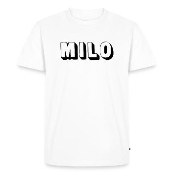 Name - Milo - Men's Premium Organic T-Shirt - white - Front - Nico (187cm)