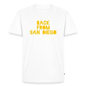 De retour de San Diego - T-shirt Premium bio Homme - blanc - Devant - Nico (187cm)