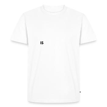 Moins, c’est moins. - T-shirt Premium bio Homme - blanc - Devant - Nico (187cm)