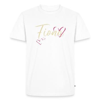 Fiona Nom Prénom Calligraphie coeur - T-shirt Premium bio Homme - blanc - Devant - Nico (187cm)