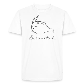 Exhausted - finished - Men's Premium Organic T-Shirt - white - Front - Nico (187cm)