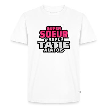 super soeur et super tatie à la fois - T-shirt Premium bio Homme - blanc - Devant - Nico (187cm)