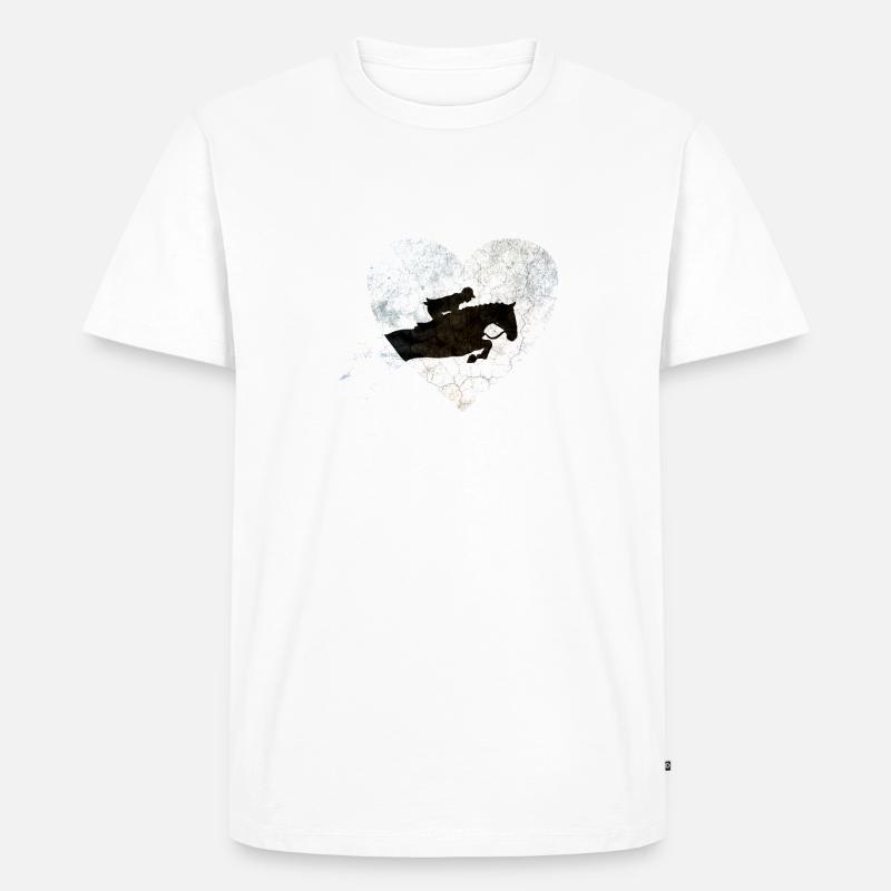 Springreiter auf Springpferd - Männer Premium Bio T-Shirt - Weiß