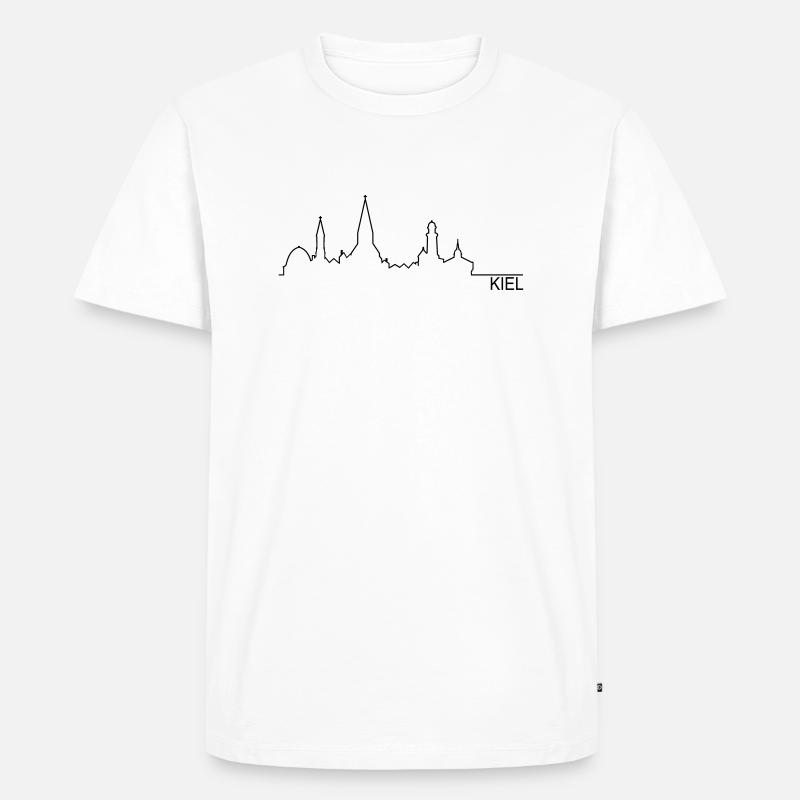 Skyline Kiel Silhouette Name - Männer Premium Bio T-Shirt - Weiß