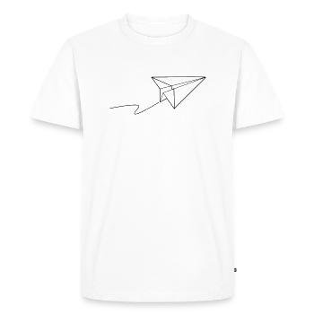 Paper plane - fly away - Men's Premium Organic T-Shirt - white - Front - Nico (187cm)