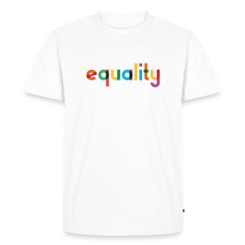 Equality - Rainbow Typography - Men's Premium Organic T-Shirt - white - Front - Nico (187cm)