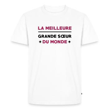 Soeur / Sœur / Sœurette / Soeur / Naissance - T-shirt Premium bio Homme - blanc - Devant - Nico (187cm)