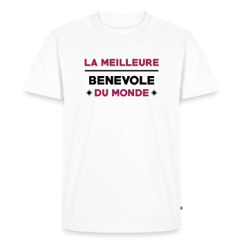Bénévolat / Bénévole / Solidaire / Humanitaire - T-shirt Premium bio Homme - blanc - Devant - Nico (187cm)