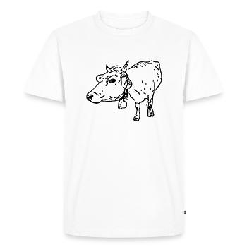 Le bétail brun (1c, vache à lait, style BD) - T-shirt Premium bio Homme - blanc - Devant - Nico (187cm)