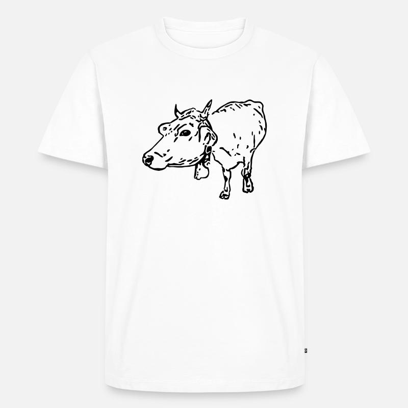 Braunvieh (1c, Milchkuh, Comicstil) - Männer Premium Bio T-Shirt - Weiß