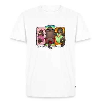 Tazz Talks | Trop frais pour l’été - T-shirt Premium bio Homme - blanc - Devant - Nico (187cm)