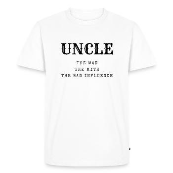 Oncle the Man Mythe La mauvaise influence - T-shirt Premium bio Homme - blanc - Devant - Nico (187cm)