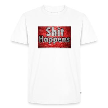 Shit Happens Brick Wall Graffiti - T-shirt Premium bio Homme - blanc - Devant - Nico (187cm)